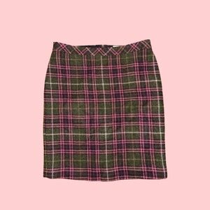 NWT LL Bean Red Pink Green Plaid Skirt Womens